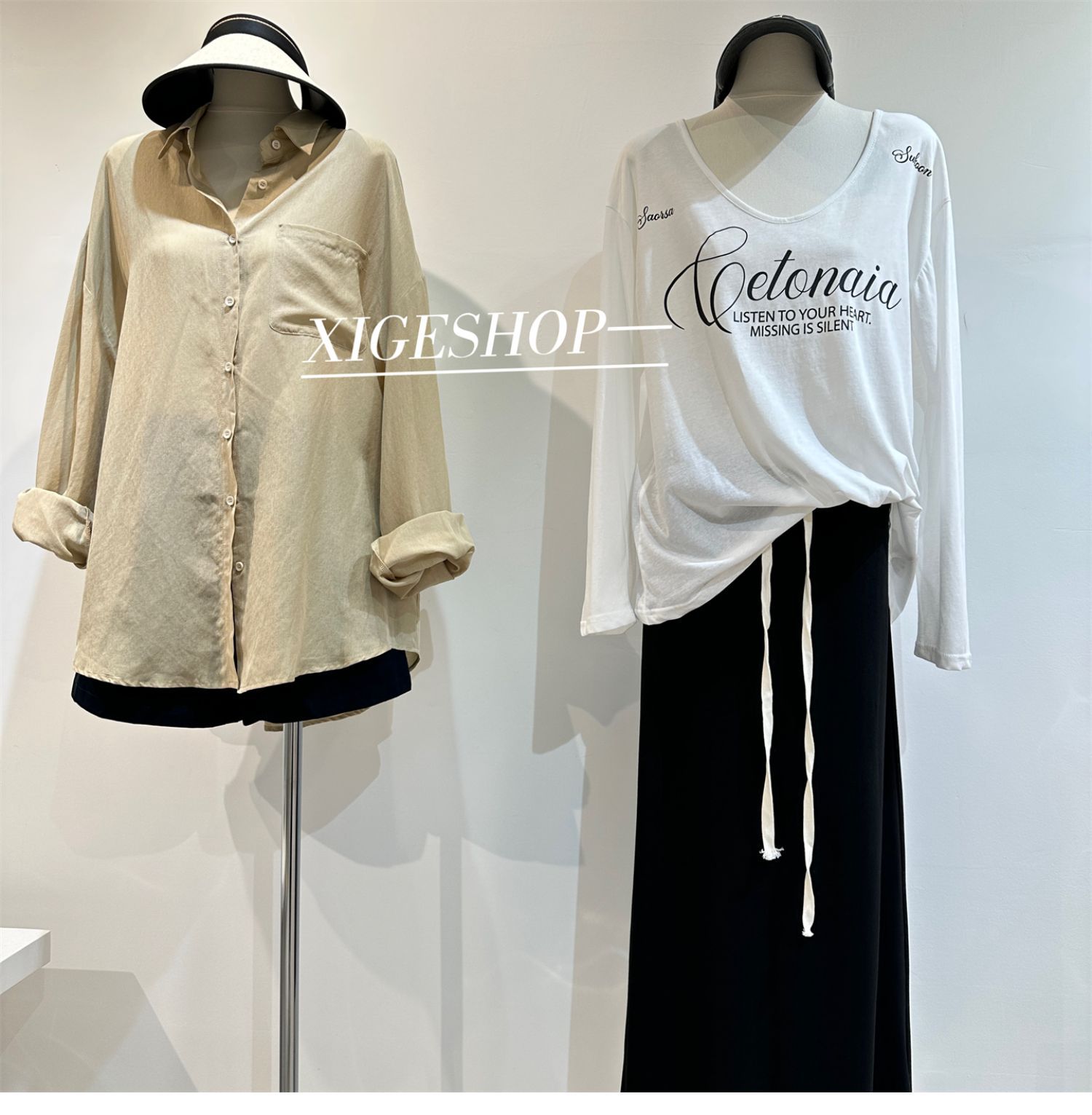 The contrasting color waist drawstring skirt is A high-waisted, slimming dress with a split mid-length, casual and versatile A-line skirt for women in summer pic 35