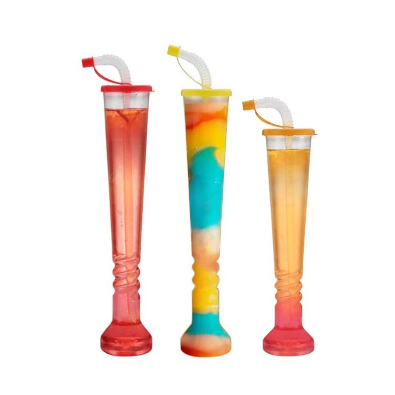 Creative plastic long-necked cups for bars, KTVS, straw cups, dumbbell drinks, and screw-shaped milk tea cups are available as gifts for portability pic 1