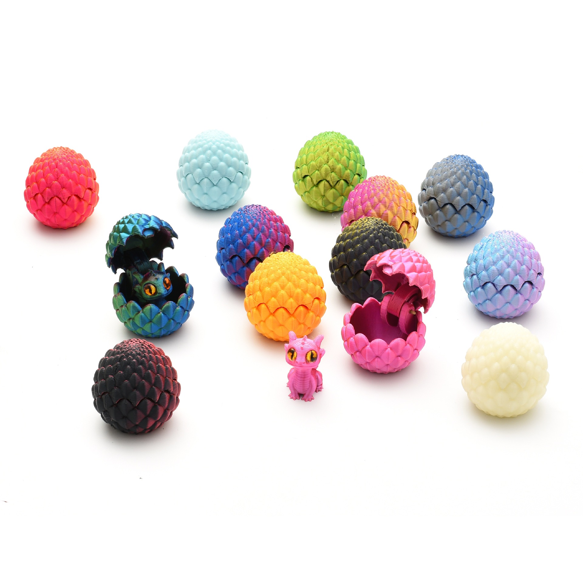 【跨境爆款】3D打印水晶小龙蛋套装玩具摆件桌面儿童迷你桌面装饰详情1