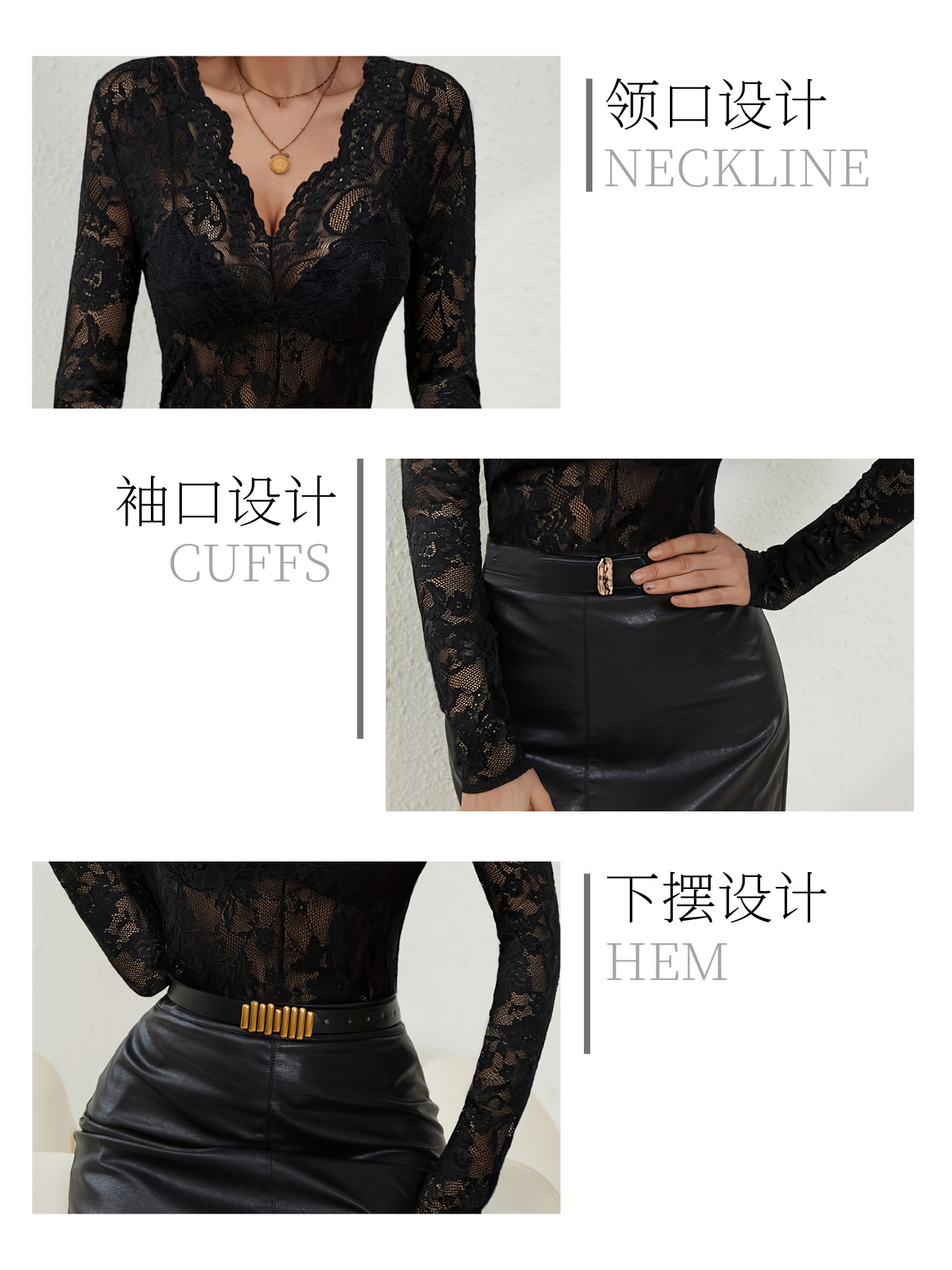 黑色蕾丝上衣女模特夏季女短袖黄色针织衫宽松百搭衬衣女裙详情8