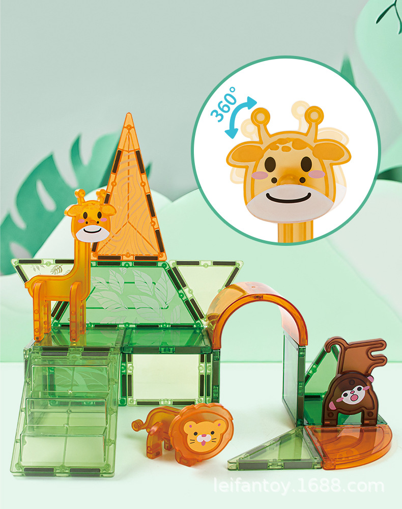 Cross-border. Magnetic sheet farm Dinosaur scene Color window Magnetic sheet Early education assembly building block toys pic 4