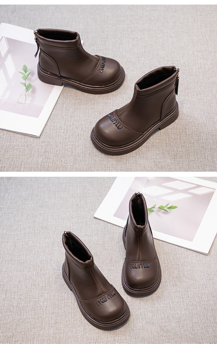 2024秋季新款女童中帮皮靴男童韩版儿童短靴时尚休闲中筒童鞋批发详情14