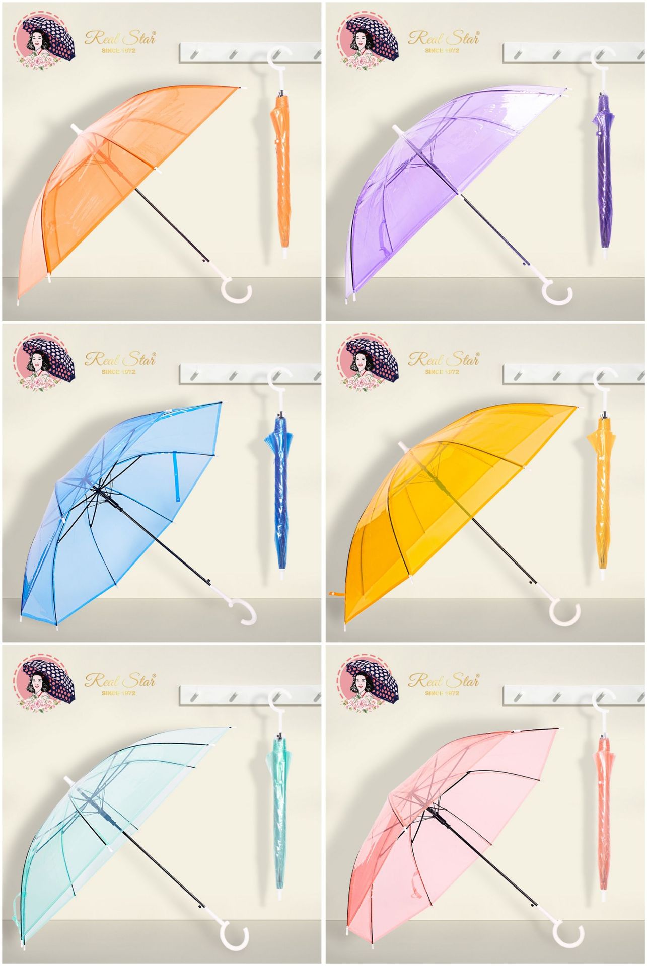 RST透明伞日韩带颜色的透明雨伞C型手柄22寸伞现货批发品牌平替详情15