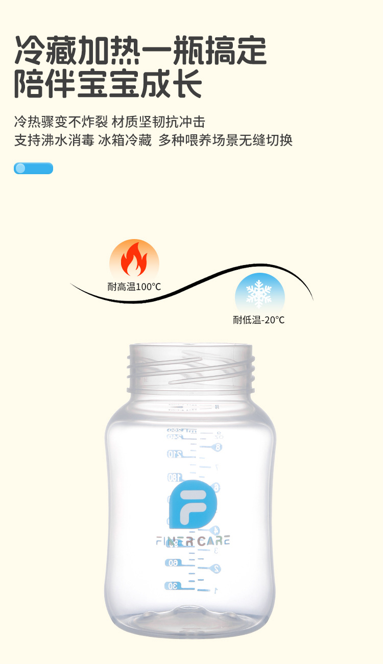 宽口径婴儿奶瓶新生儿宝宝仿母乳防胀气奶瓶防摔pp奶瓶详情8