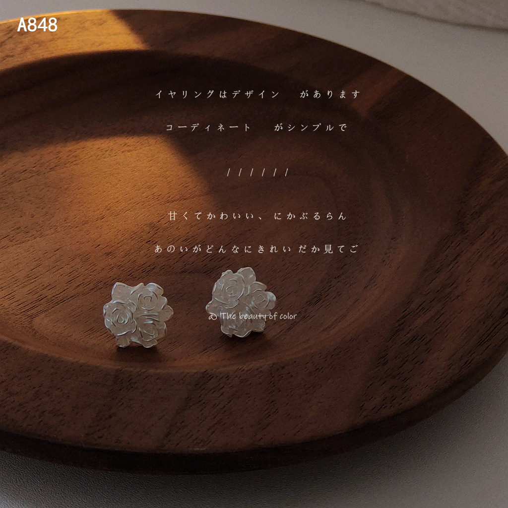 What a beautiful flower! Wholesale 925 silver needle stud earrings, gentle, sweet, simple and fresh rose earrings, new style earrings pic 7