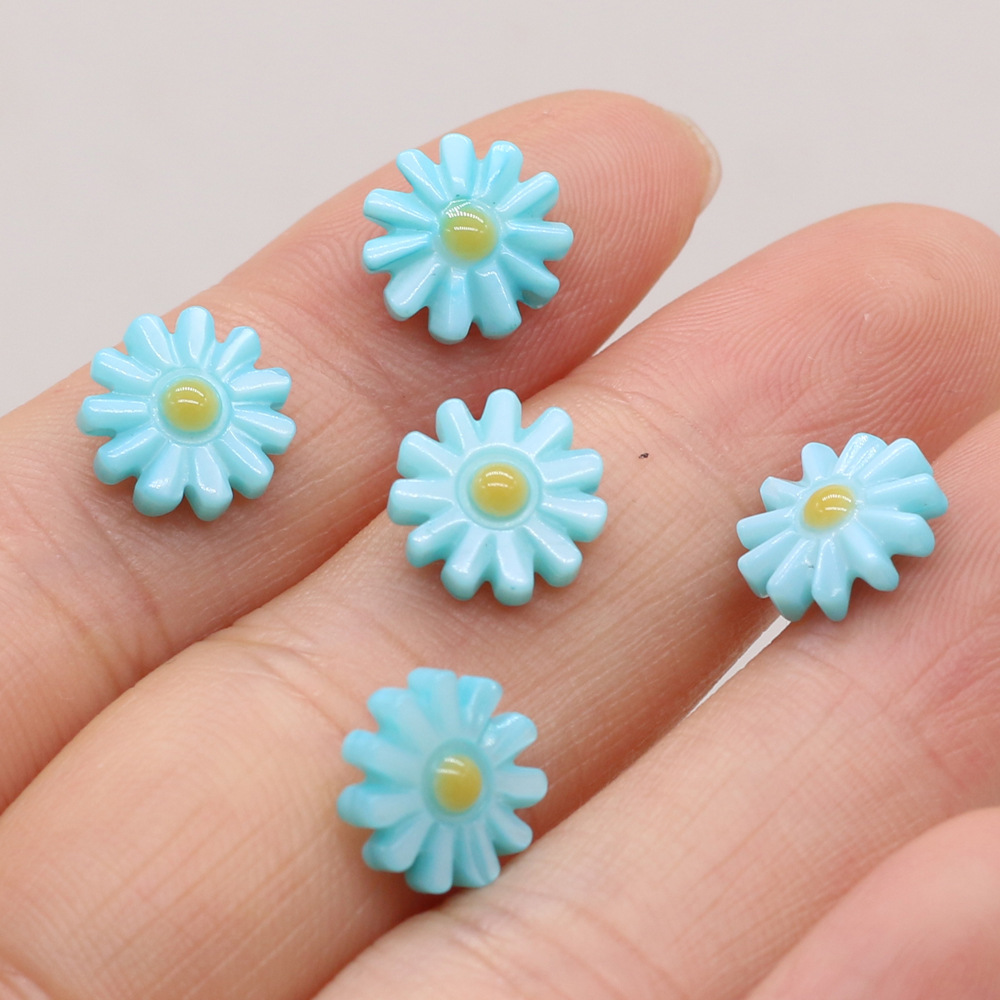 DIY jewelry accessories, natural shell hand-carved sunflowers, multi-color through-hole hairpins, earrings and pendants wholesale pic 14
