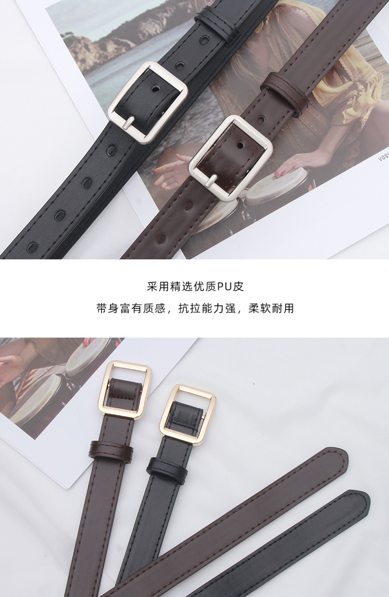 Perforated belt, practical and decorative jeans for women, black, thin, fashionable and retro student, ins style belt, trendy for ladies pic 37