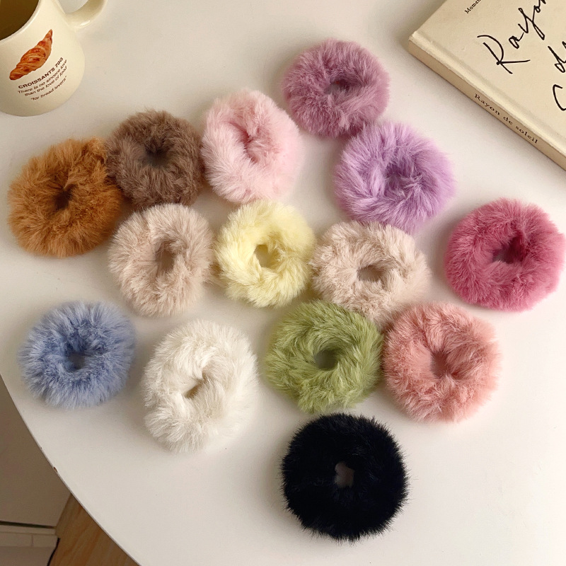 Dopamine wool hair bands for autumn and winter, towel bands, simple hair ties, leather bands and hair accessories wholesale pic 7