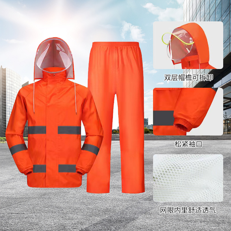 新款雨衣雨裤套装全身男女款防水款透气成人户外反光分体雨衣批发详情2