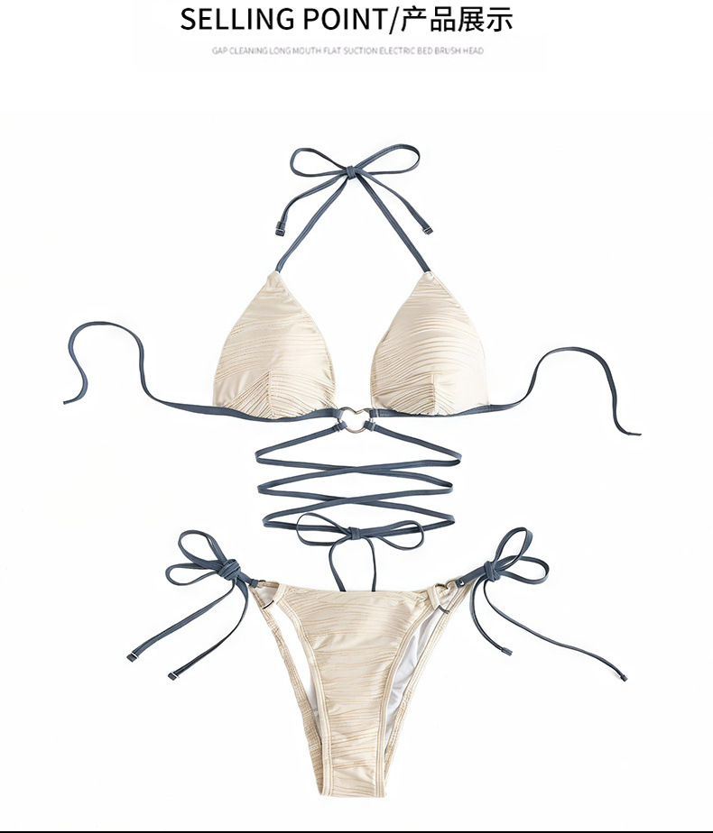 Summer new swimwear women's split, drawstring, lace-up, sexy hot girl beach bikini, hot spring vacation swimwear wholesale -125069 pic 12