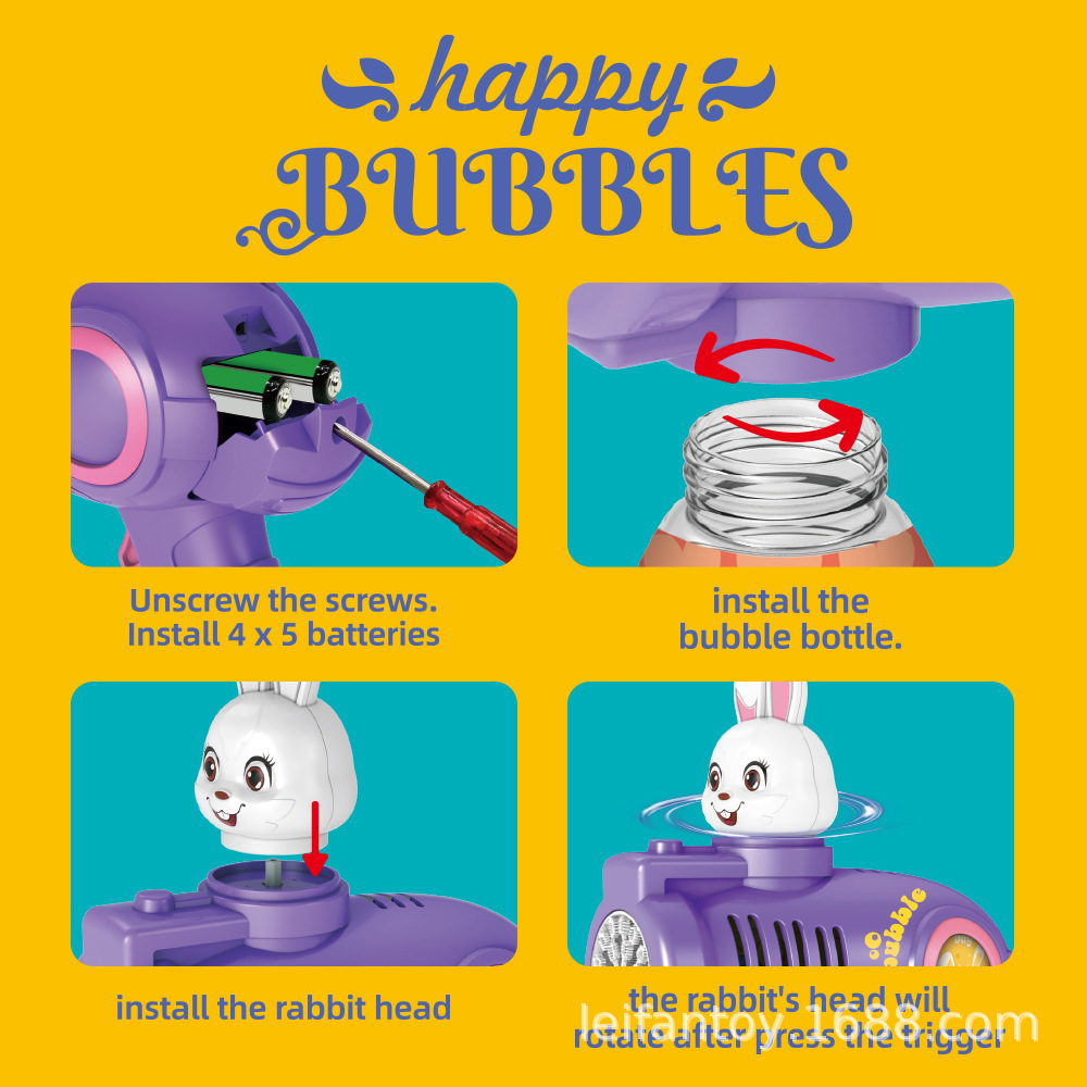 The 2026 new rabbit bubble machine, a fully automatic electric handheld Easter bubble gun toy for children, is going cross-border pic 4