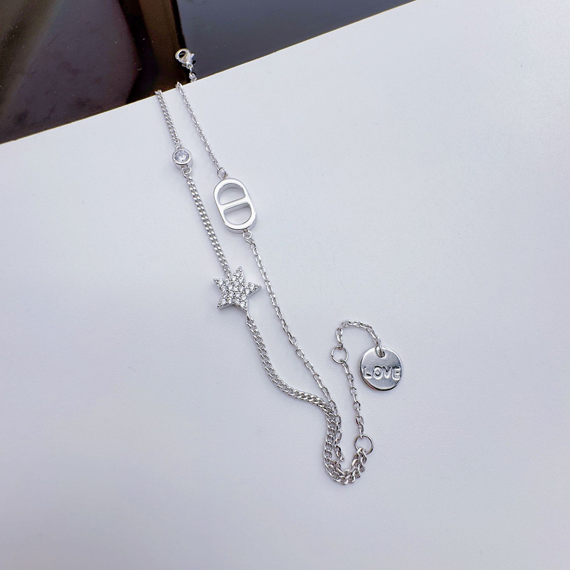 Celeste celeste niche nuevo premium sense pulsera ligera palabra de lujo nose de cerda estrella con diamantes doble estilo europeo y americano pic 11