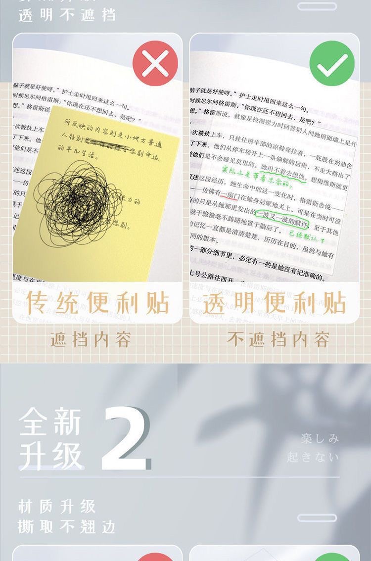Transparent sticky notes, Japanese-style, can be stuck on high-appearance-level Korean Instagram student sticky note stickers, waterproof and writable pic 10