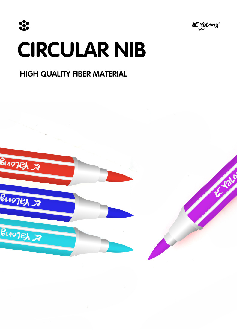 Yalong Cross-border Watercolor Pen 12/18/24/36 Color Soft Brush Tip Hexagonal Rod School Painting Art Set pic 4
