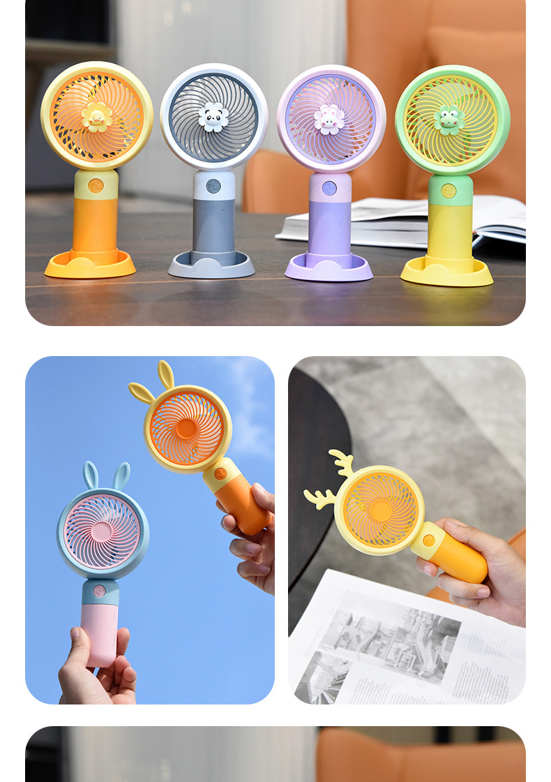中号可爱萌兔卡通手持带底座usb小风扇迷你静音礼品usb桌面小风扇详情14