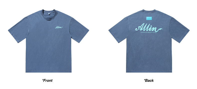 ALLIN pure cotton heavy-duty short-sleeved T-shirt for men, a summer trendy brand with three-dimensional printed letters and loose round-neck couple tops pic 56