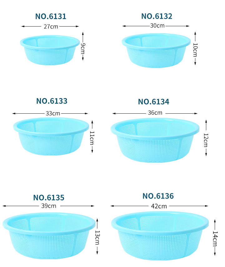 厨房家用沥水篮多用圆形塑料镂空滴水盆洗菜洗水果收纳圆筛篮批发详情7