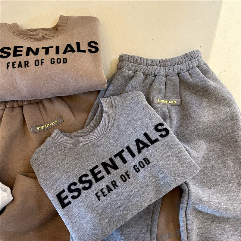 男童女童加绒套装2023秋冬新款字母印花圆领卫衣卫裤宝宝两件套潮详情13