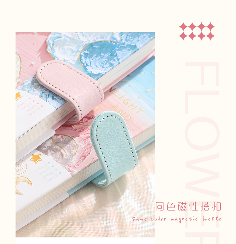 文艺手绘油画插画手账本PU磁扣本多功能彩页笔记本子学生少女文具详情12