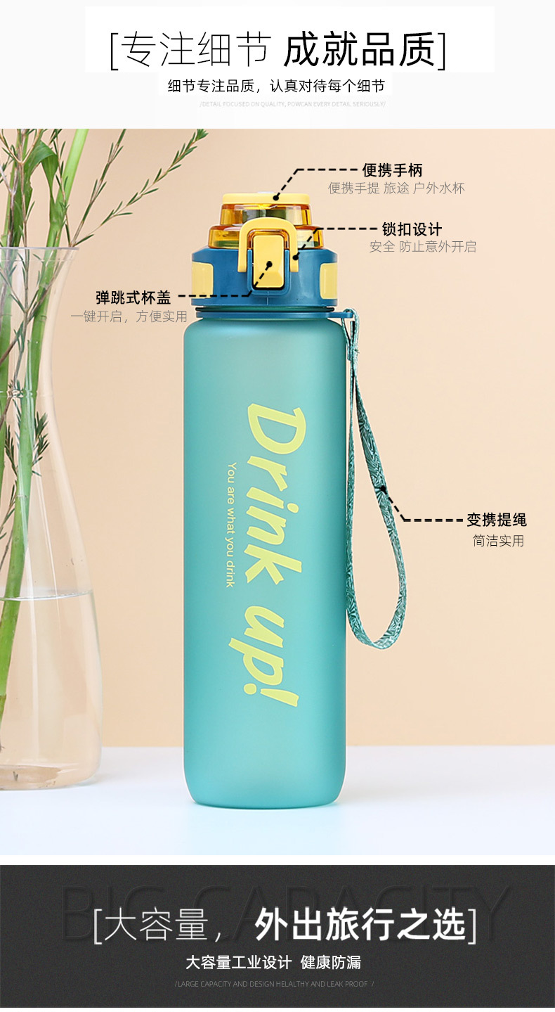工厂定制跨境塑料水杯高颜值便携水瓶户外运动大容量水杯耐摔防漏详情9