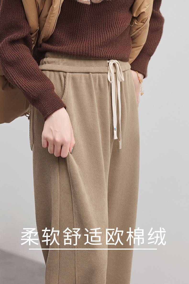 欧棉绒窄版阔腿裤女秋冬2025新款休闲高腰显宽松瘦垂感款式直筒裤详情2
