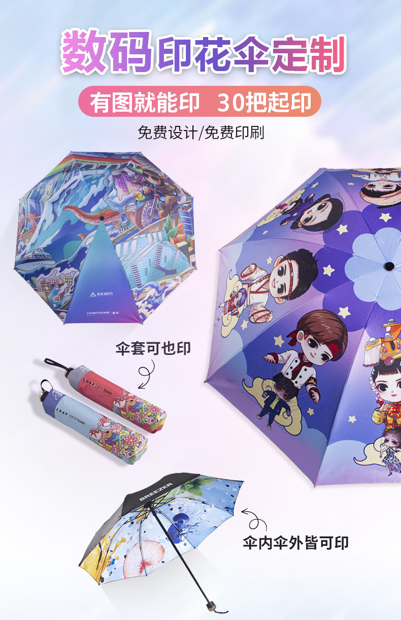 折叠遮阳雨伞定制logo来图定做可印图片彩色明星私人订制伞广告伞详情1