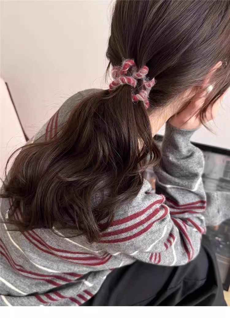 高弹力毛绒电话线发圈女秋冬气质头绳丸子头扎发皮筋耐用高级感发饰详情7