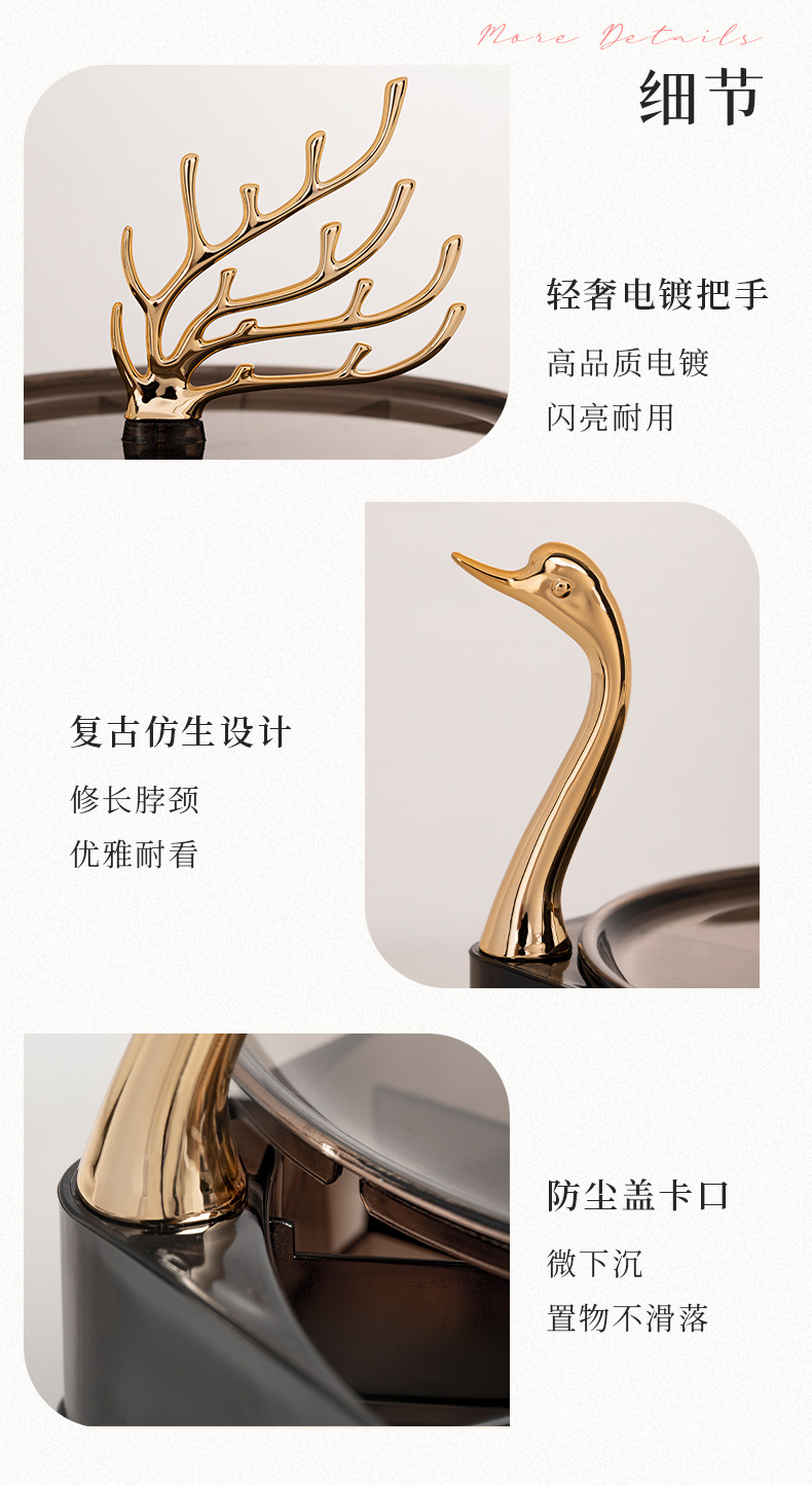 Self-designed Swan Dream Desktop jewelry Box, cross-border large-capacity stud earrings, earrings and jewelry storage box pic 20