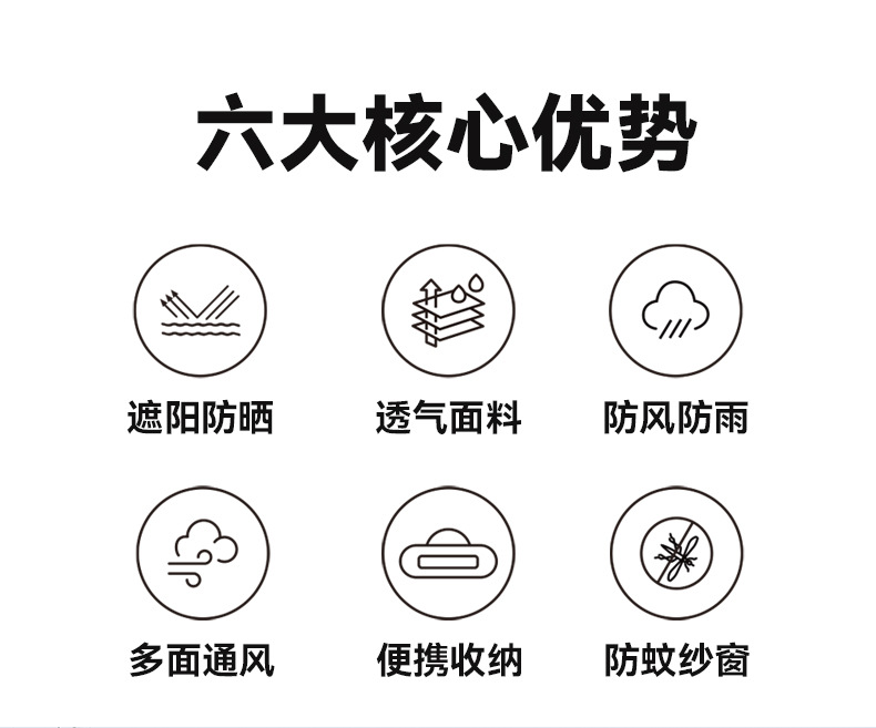 户外两室一厅露营多功能公园大帐篷野营防水多人自驾游小房子详情2