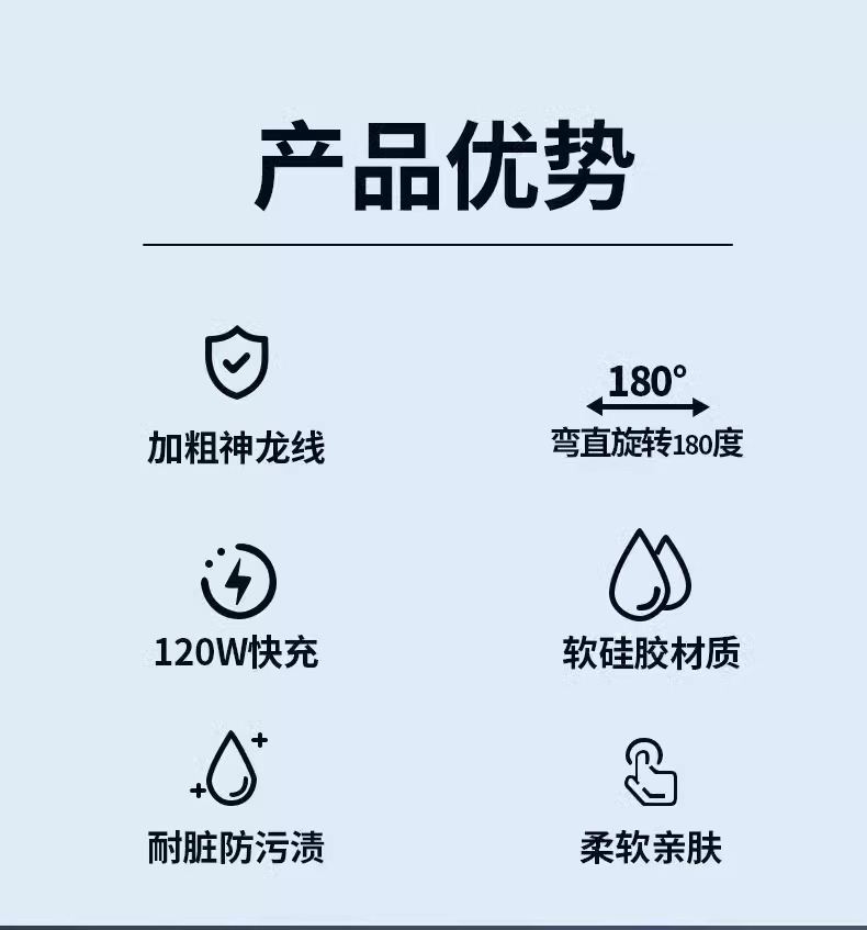 手游旋转弯头数据线Typec安卓适用苹果充电线华为VIVOPPO小米手机详情3