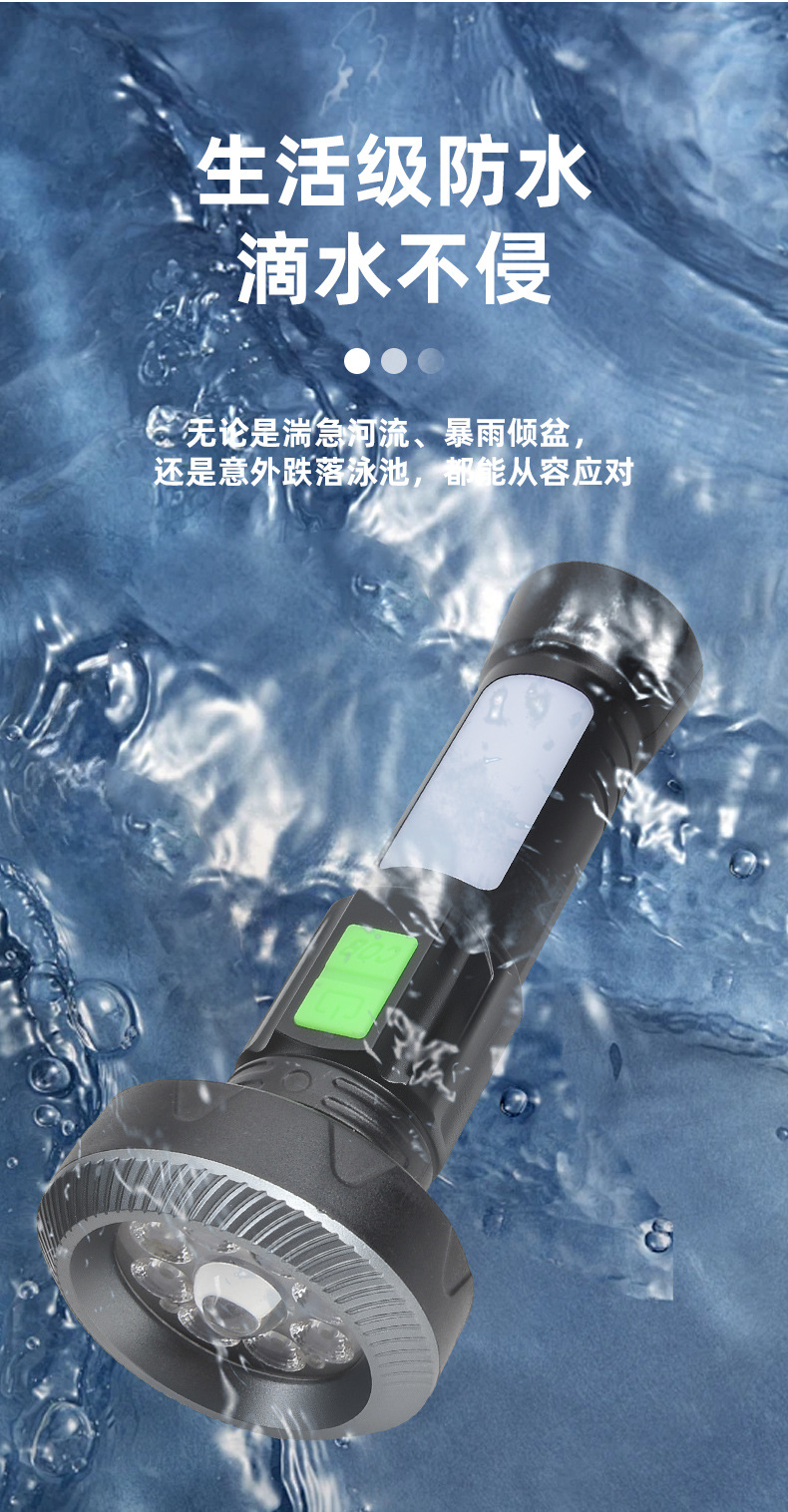 Cross-border bestseller multi-source high-intensity flashlight with magnet, inspection warning, camping lighting, daily necessities, handheld multi-functional lamp pic 13