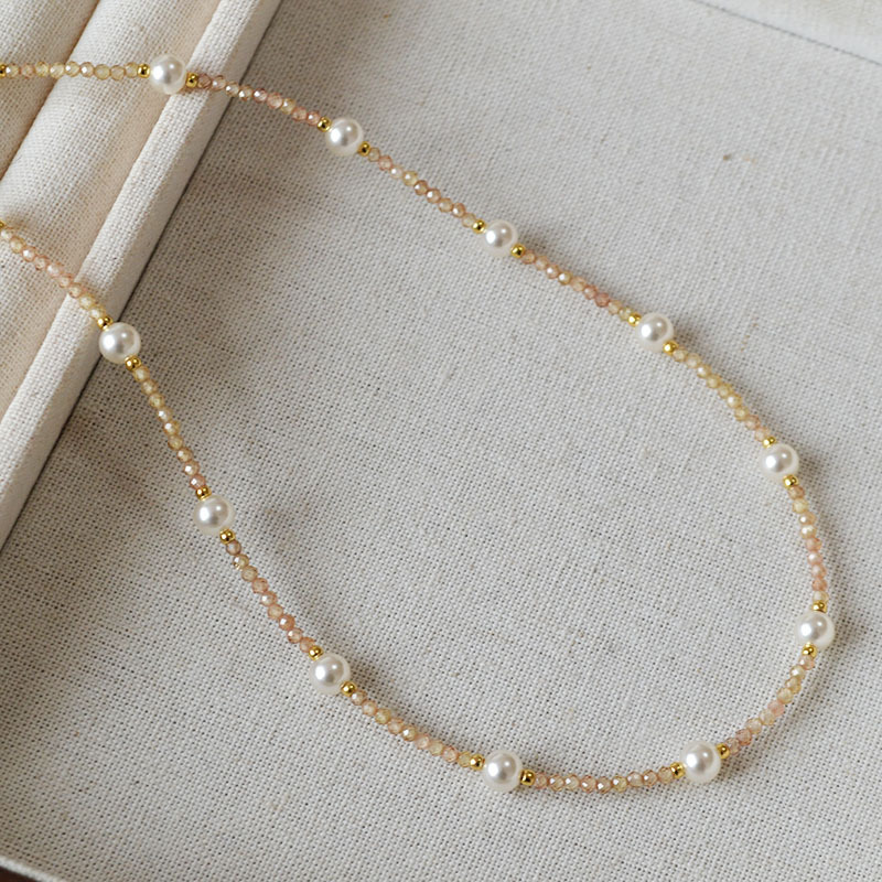 日韩小众设计闪亮彩色锆石满天星珍珠清新甜美高级感项链锁骨链女详情16