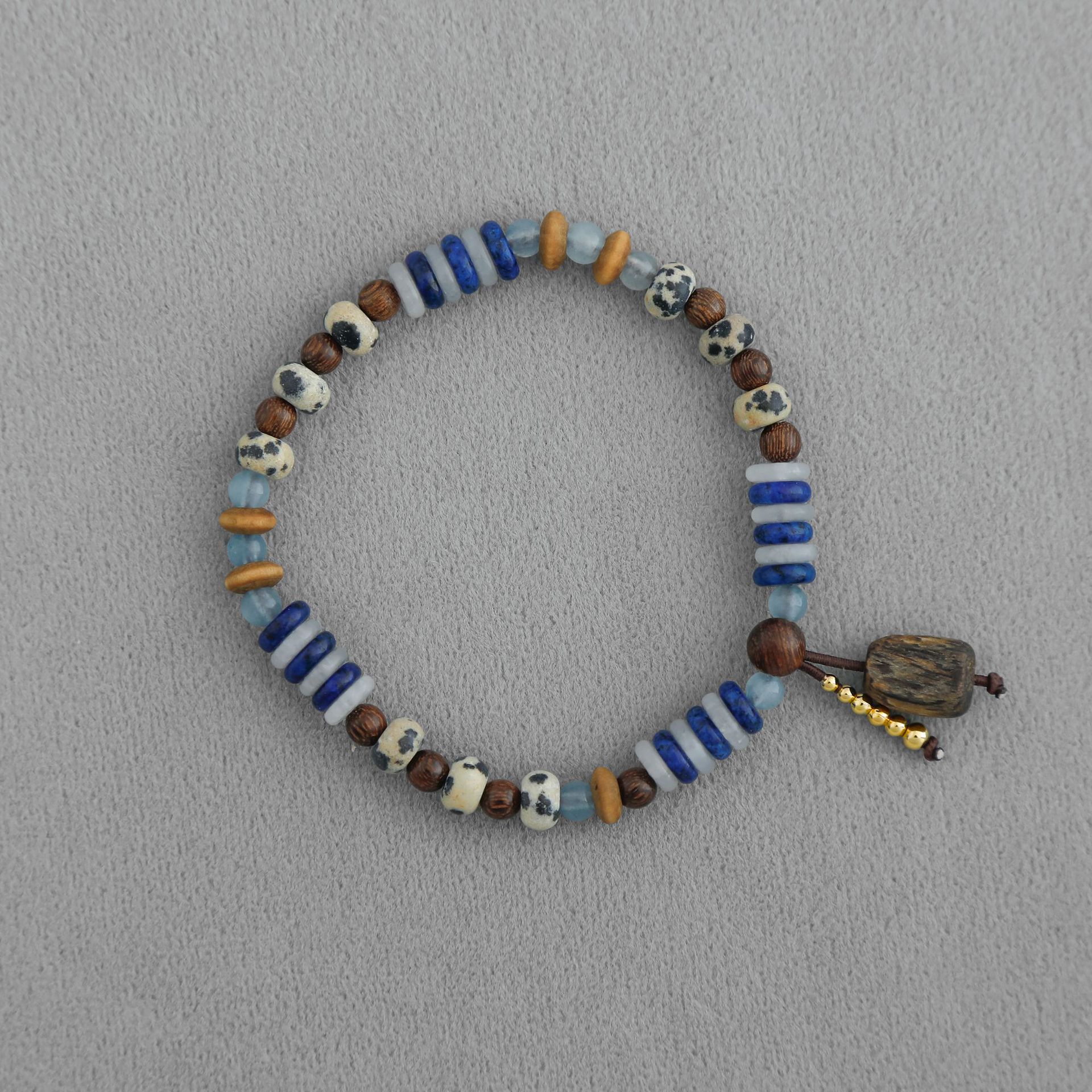 子XI家回声木珠手链新中式简约大气董洁同款度假风蓝白色串珠手链详情3