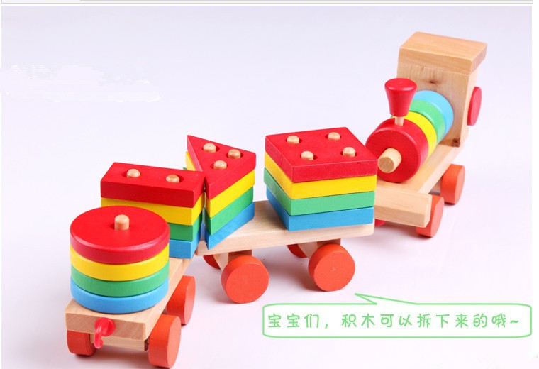 儿童玩具小号拖拉车认知颜色形状可拆装配对三节小火车幼儿园玩具详情3