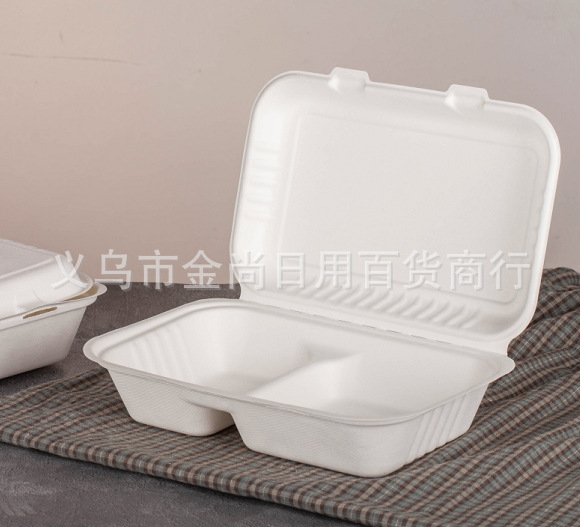 一次性餐盒纸碗甘蔗渣可降解加厚餐具碗汉堡纸浆盒水果圆盘沙拉碗详情10