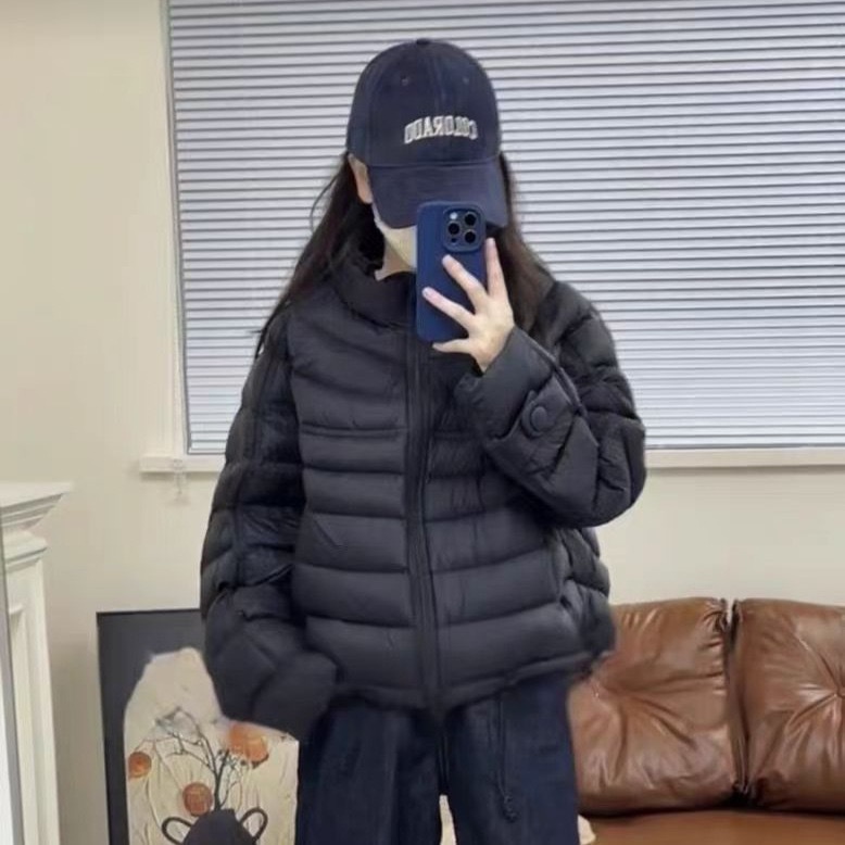 90白鸭绒韩系2025秋冬排骨休闲简约宽松立领短款轻薄羽绒服女外套详情13