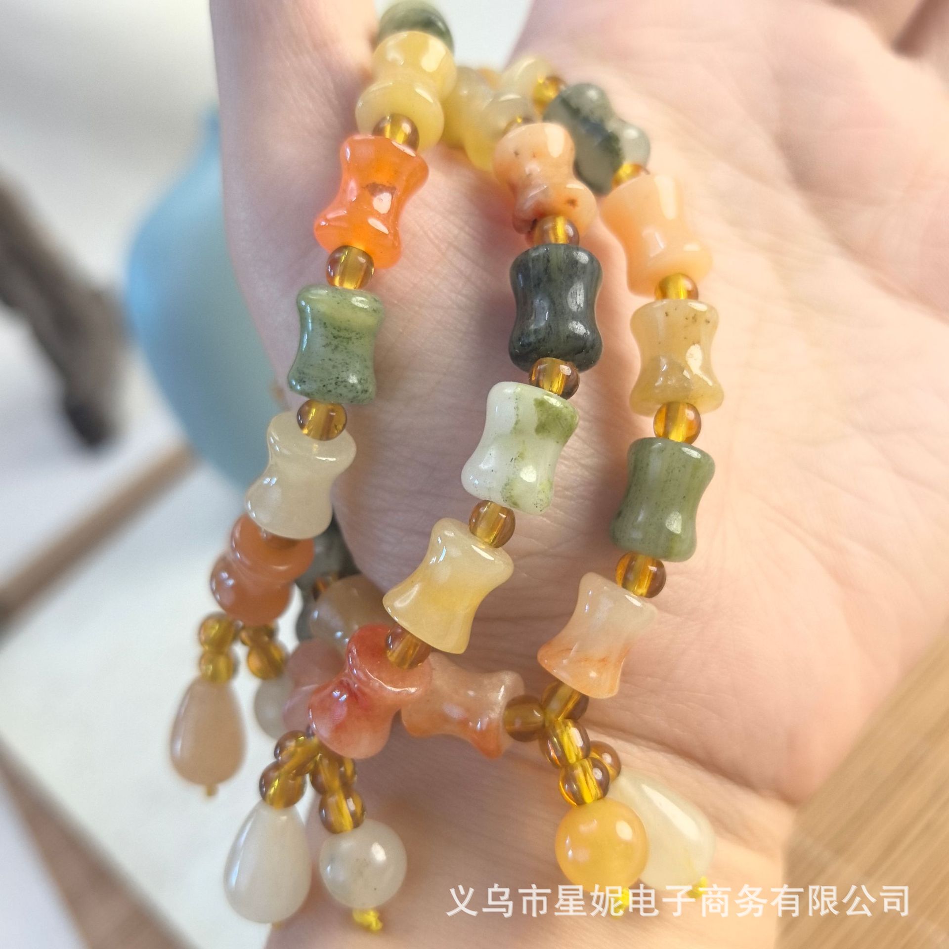 直播福利品仿金丝玉南瓜珠手串学生竹节葫芦手链小众闺蜜梅花手饰详情7