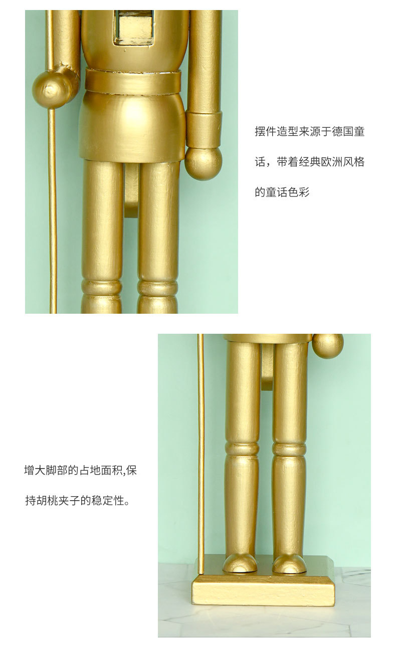 New 38CM simple style golden drum soldier wooden handicraft decorative item nutcracker cross-border stock delivery pic 4