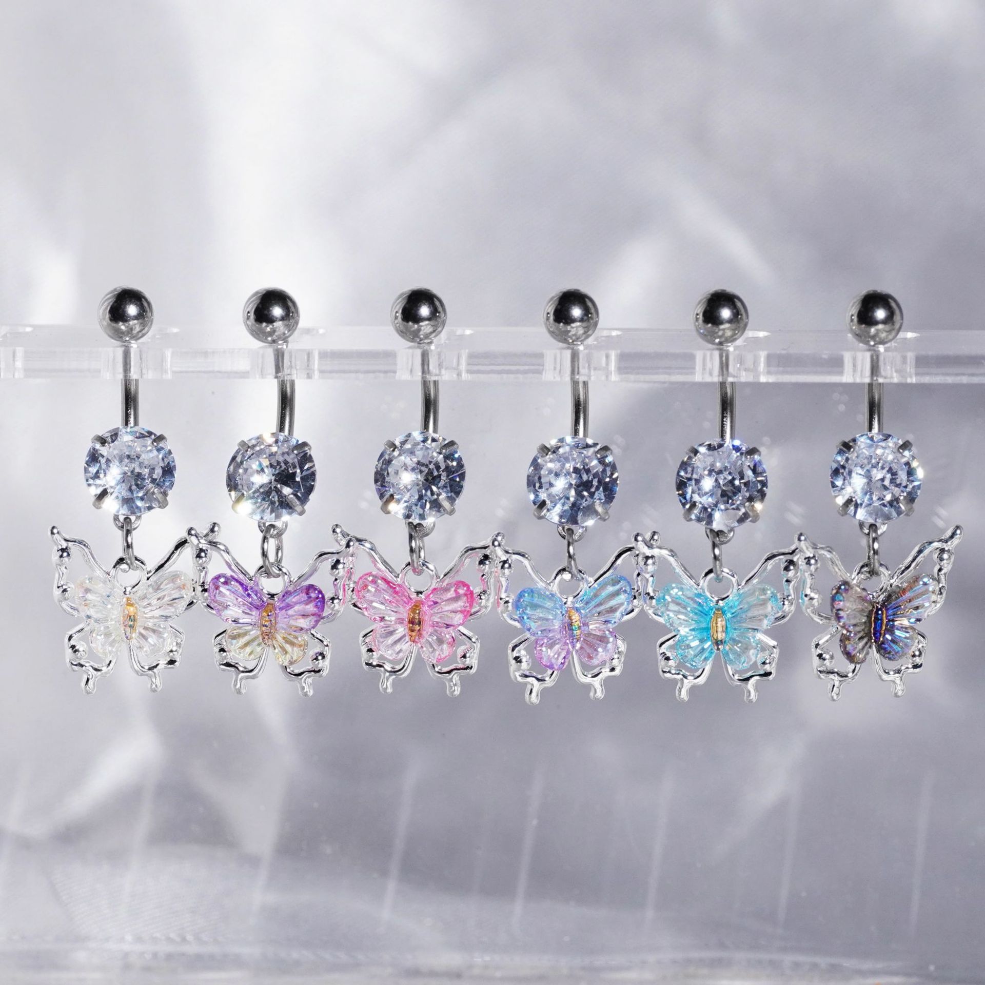 蝴蝶肚脐钉不锈钢肚脐环脐钉新款欧美跨境热销人体穿刺饰品ins风详情6