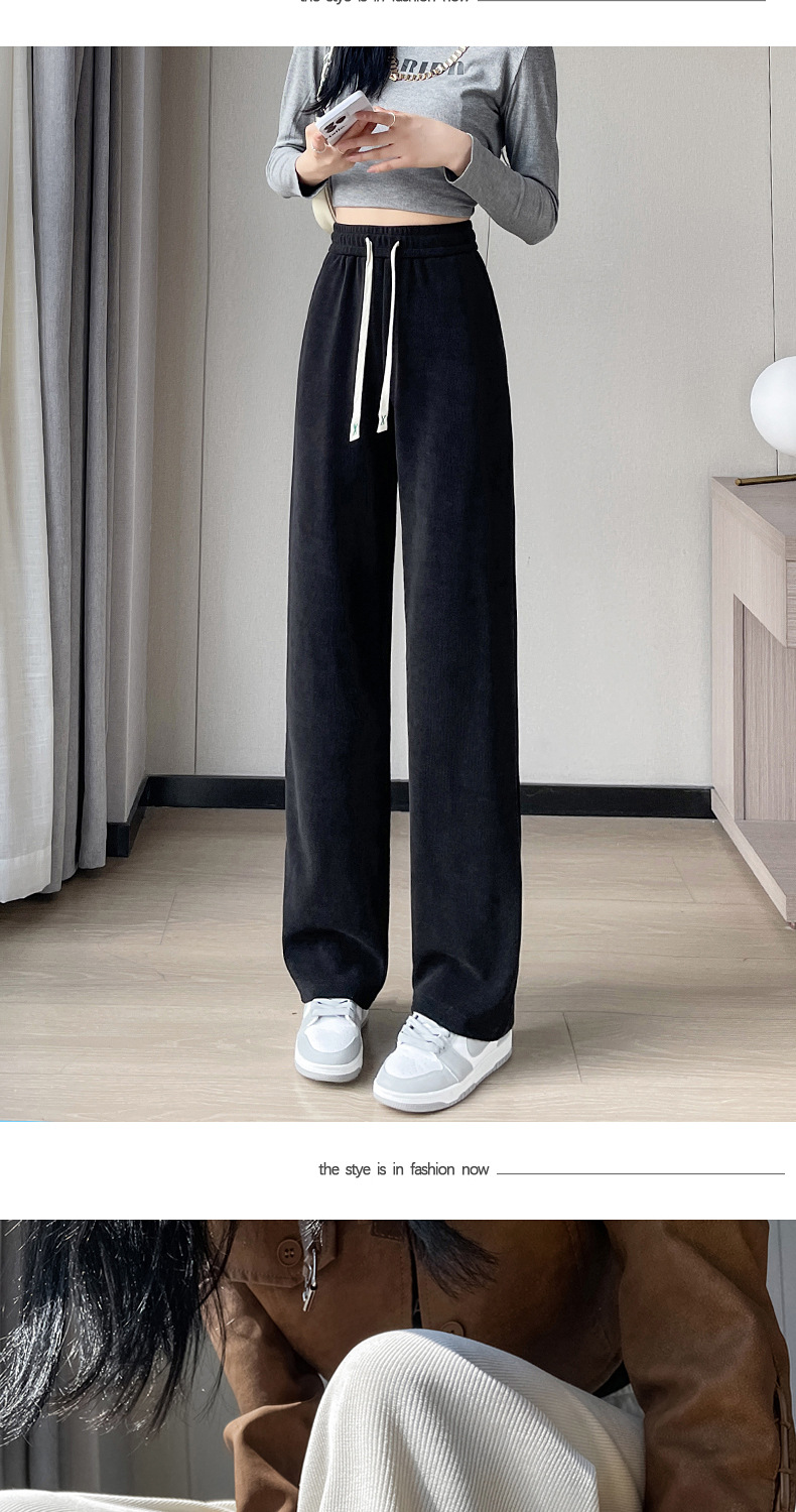窄版阔腿裤女春秋季薄款2024新款休闲雪尼尔小个子冬季加绒直筒裤详情14