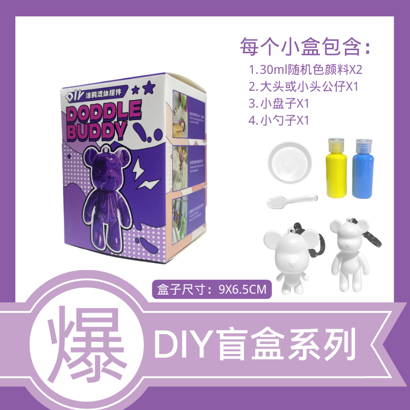 【盲盒】手工DIY盲盒公仔批发 网红创意流体熊 彩绘潮玩涂鸦玩具详情8