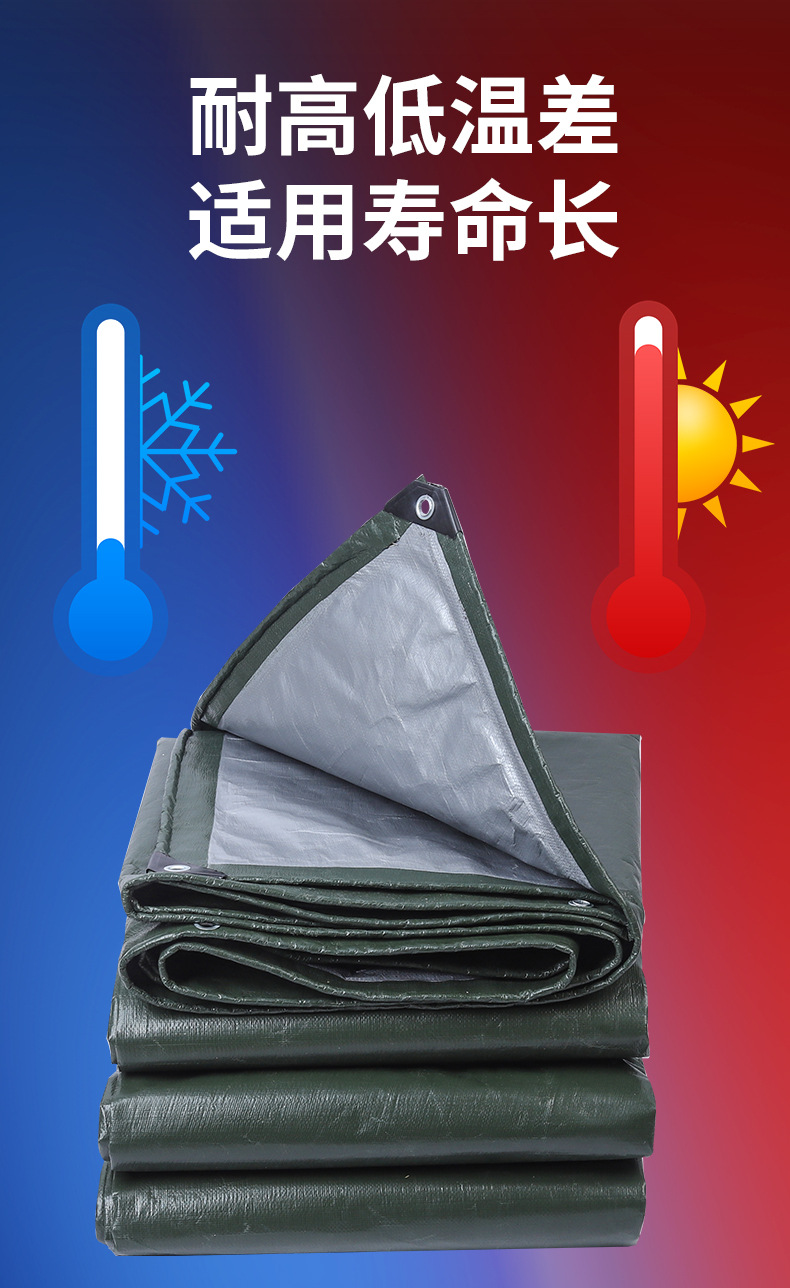 军绿银防雨篷布 防雨防晒防老化PE加厚耐磨多用途棚布工业用遮阳详情8
