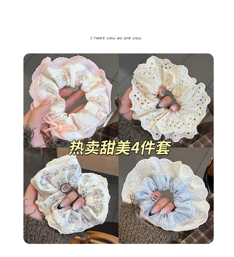 芭蕾风蕾丝大肠发圈女网红2025新款可爱头绳扎头发皮筋丸子头发绳详情13