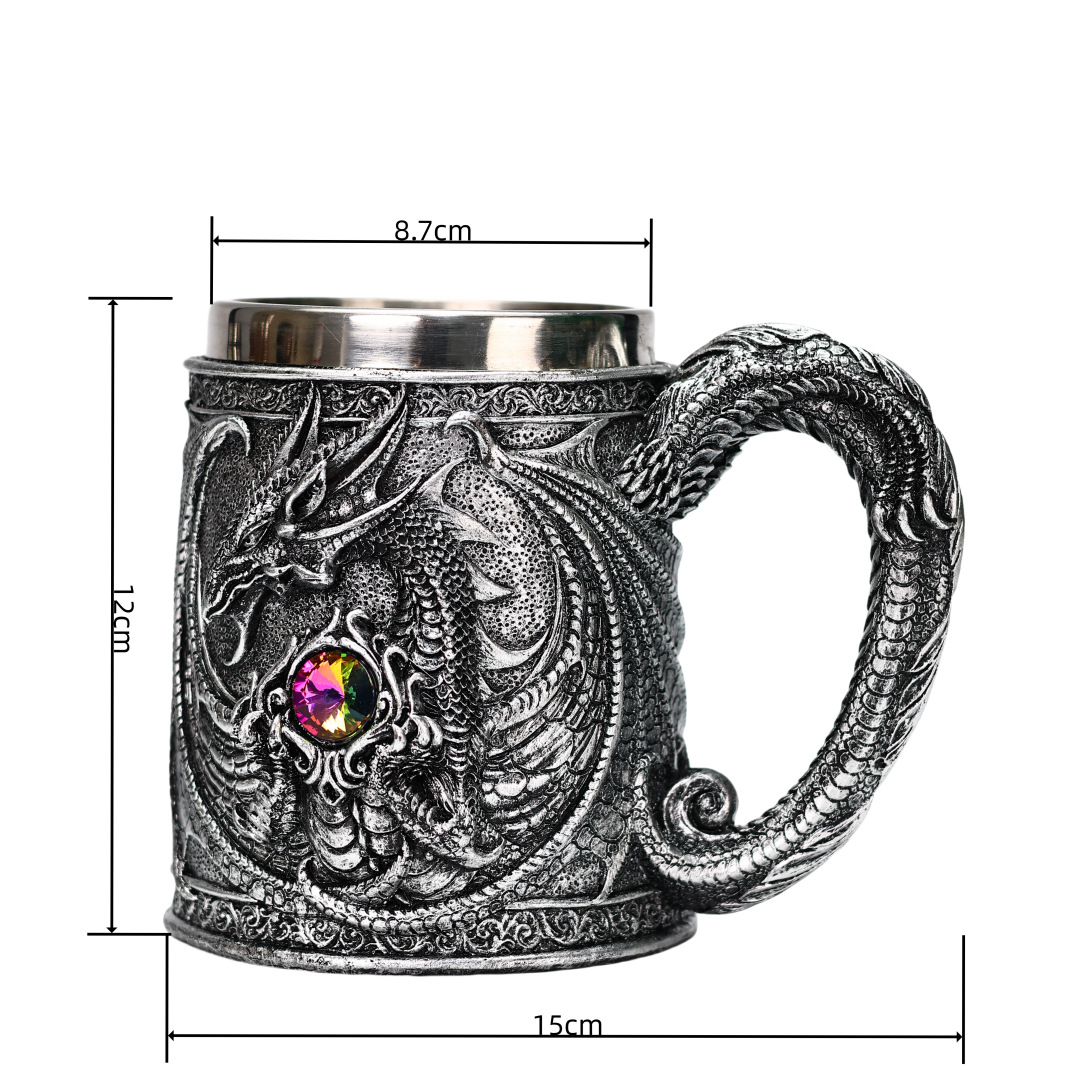 Mysterious gift cup, diamond guardian dragon, stainless steel beer mug, export draft beer cup, large capacity, high appearance level pic 6