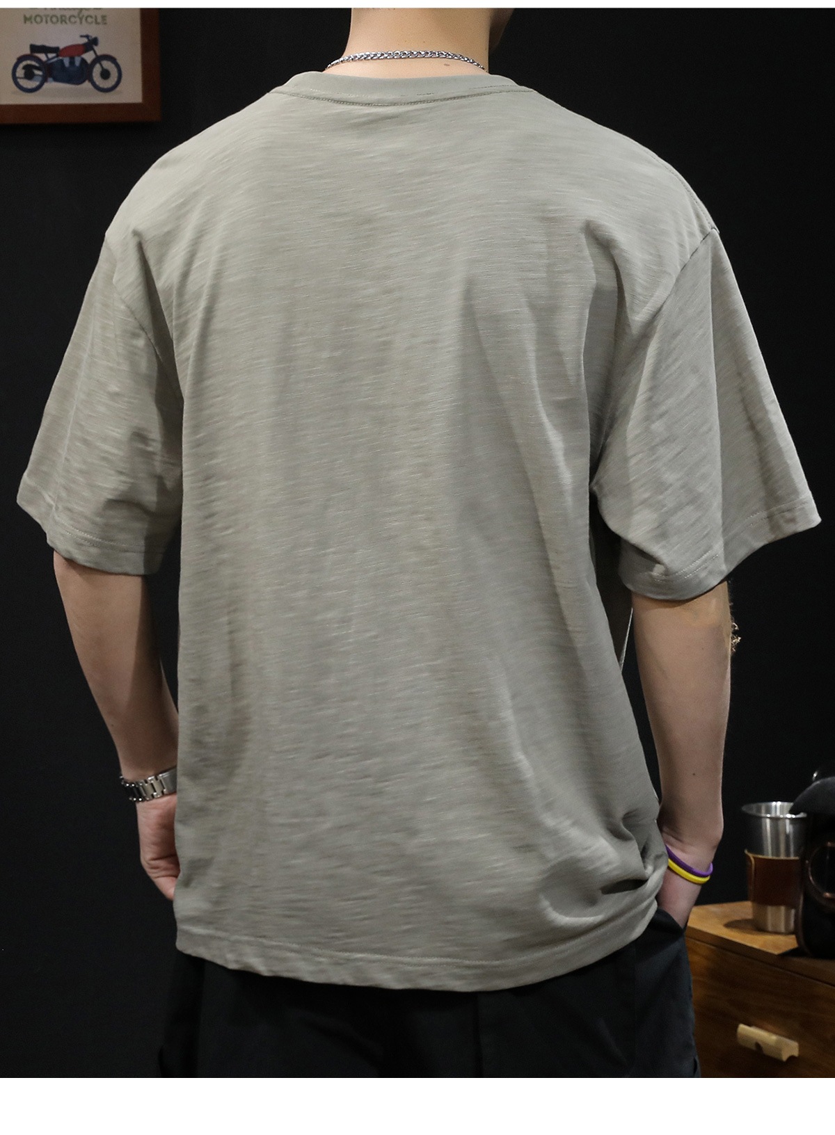竹节纯棉短袖t恤男士夏季衣服2025新款半袖大码潮牌刺绣休闲体恤详情16