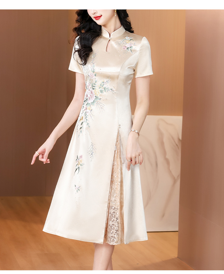 New Chinese-style elegant wedding dress for Grandma Xi, cheongsam dress, 2025 new style elegant mom dress pic 13