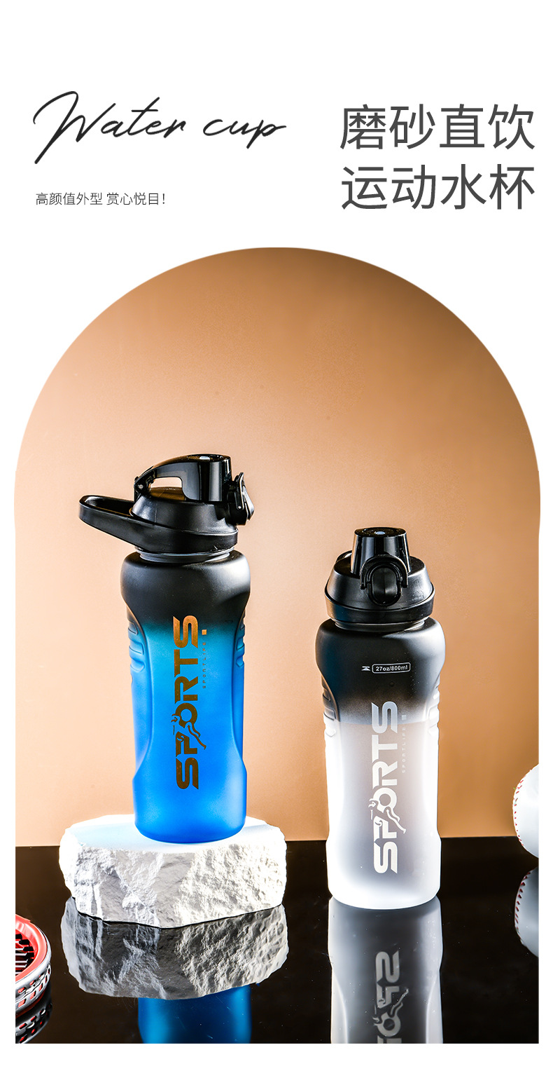 东南亚外贸大容量渐变喷砂直饮水杯男户外防摔手提水壶太空杯子详情1