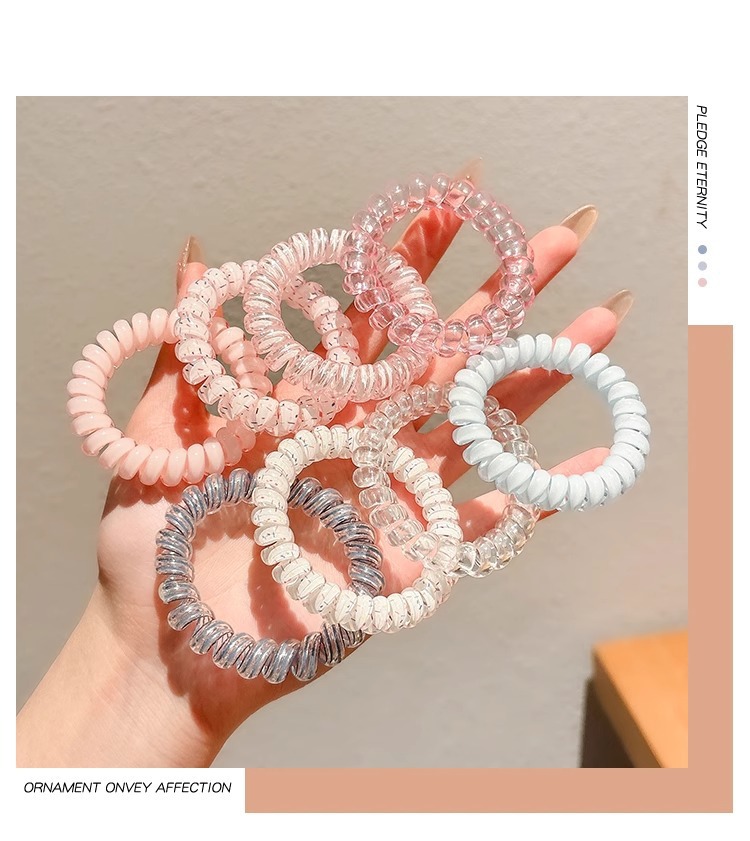 2025新款韩系无痕电话线发圈高级感头绳网红扎发皮筋头饰头圈时尚发饰详情7