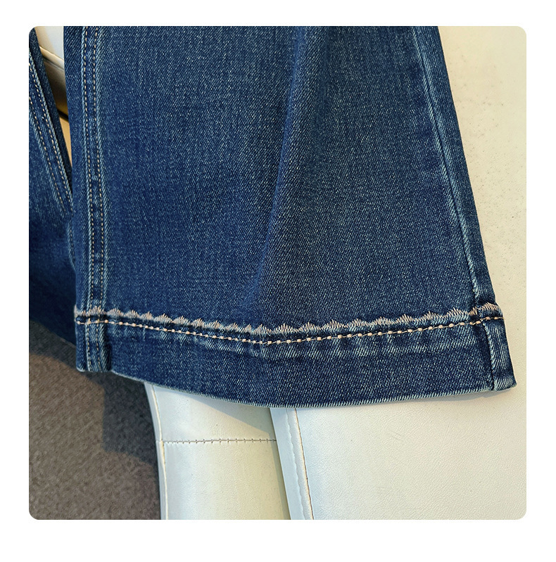 复古蓝加绒阔腿牛仔裤女春秋款2026新款复古宽松垂感小个子直筒裤详情13