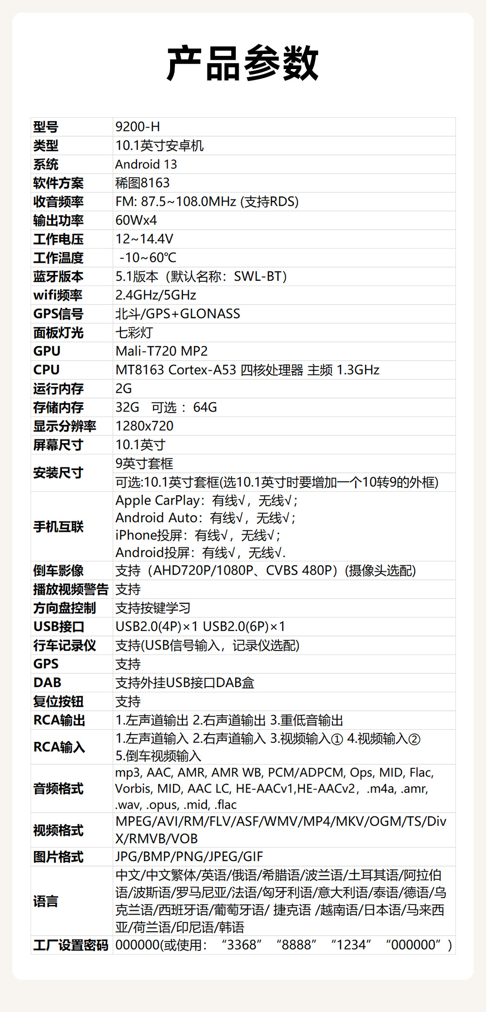 跨境新品10.1英寸安卓通用车载安卓导航一体机高清倒车影像中控屏详情22